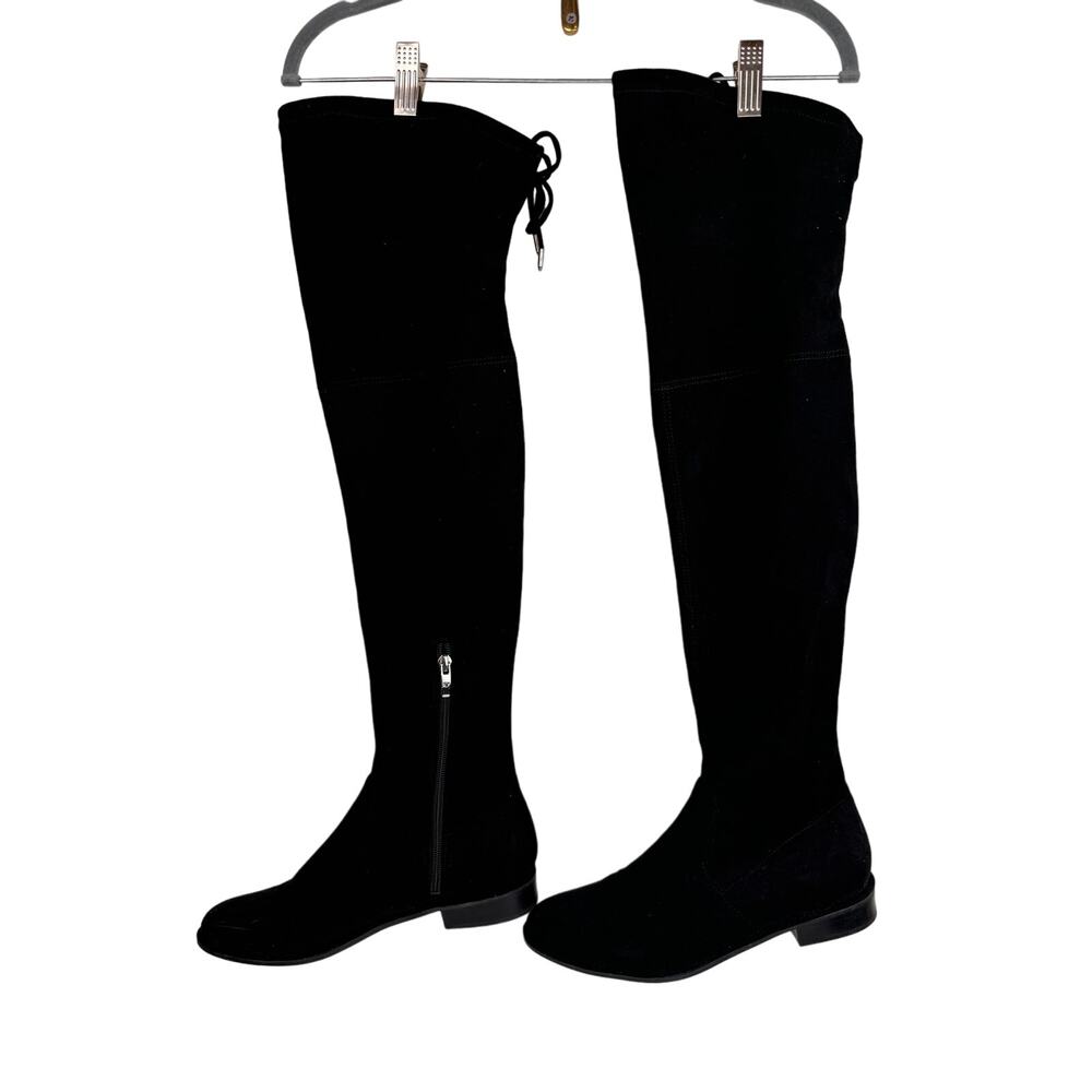 Marc Fisher Humor 2 Women's Boot 8M Black Faux Suede Over-The-Knee Riding Boots